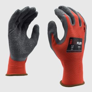 Guante de Poliéster Color Rojo Látex en Palma, Talla S,M,L