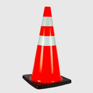 CONO DE PVC 28" NARANJA CON BASE NEGRA Y REFLECTIVO, 1C28BMC