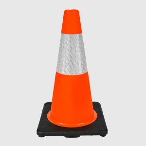 CONO DE PVC 18" NARANJA CON BASE NEGRA Y REFLECTIVO, 1C18CHBN