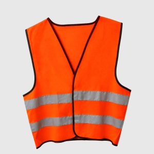 Chaleco Naranja de Tela con Cinta Gris